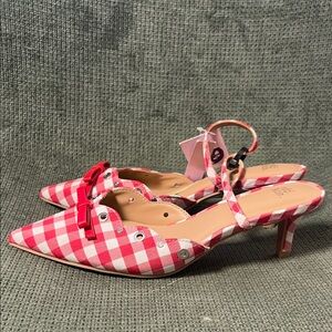 Stylish Red Gingham Women's Heels